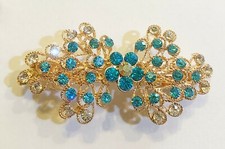 Floral design Hair Barrette Crafted with Rhinestones and Diamond Accent