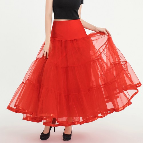 Maxi Petticoat Women's Tulle Skirt Bustle High Waist Wedding A Line Ruffle Skirt - Picture 48 of 56