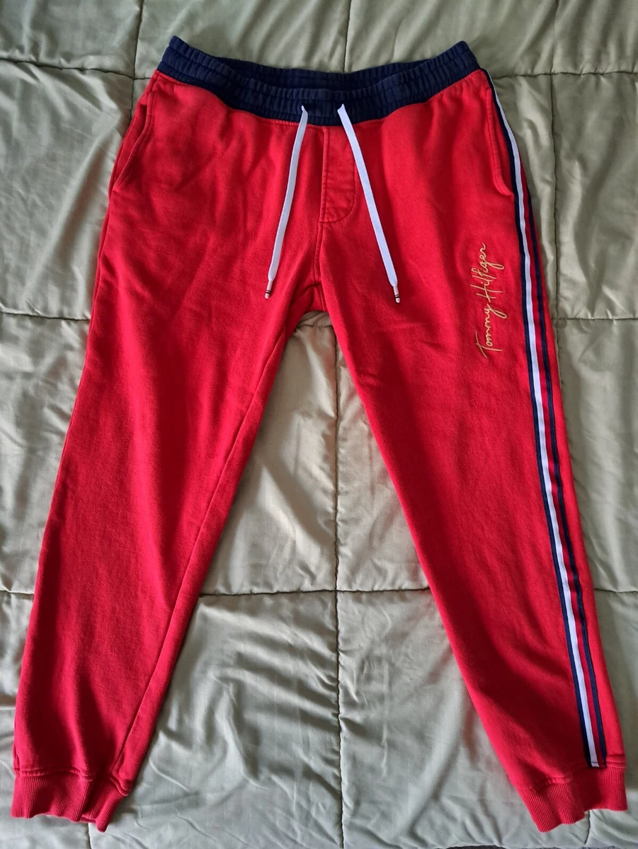Tommy Hilfiger Signature Sweatpants Joggers Red Medium