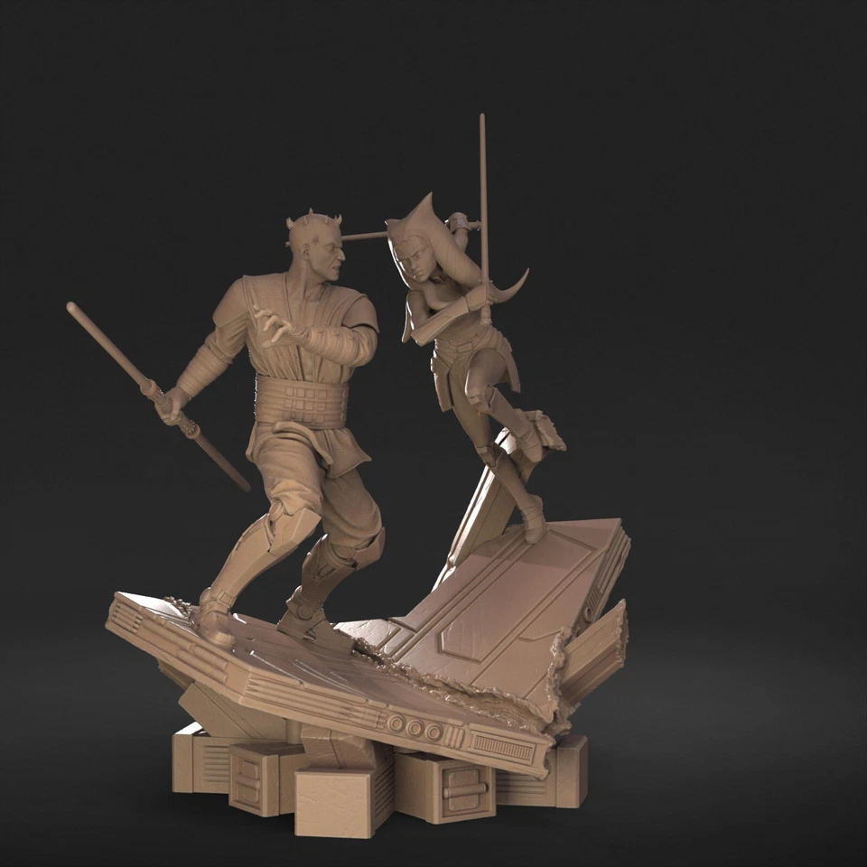 Ahsoka Tano vs. Darth Maul 3D Printed Figures, Iconic Star Wars Duel, Unpainted - Image 2 of 4