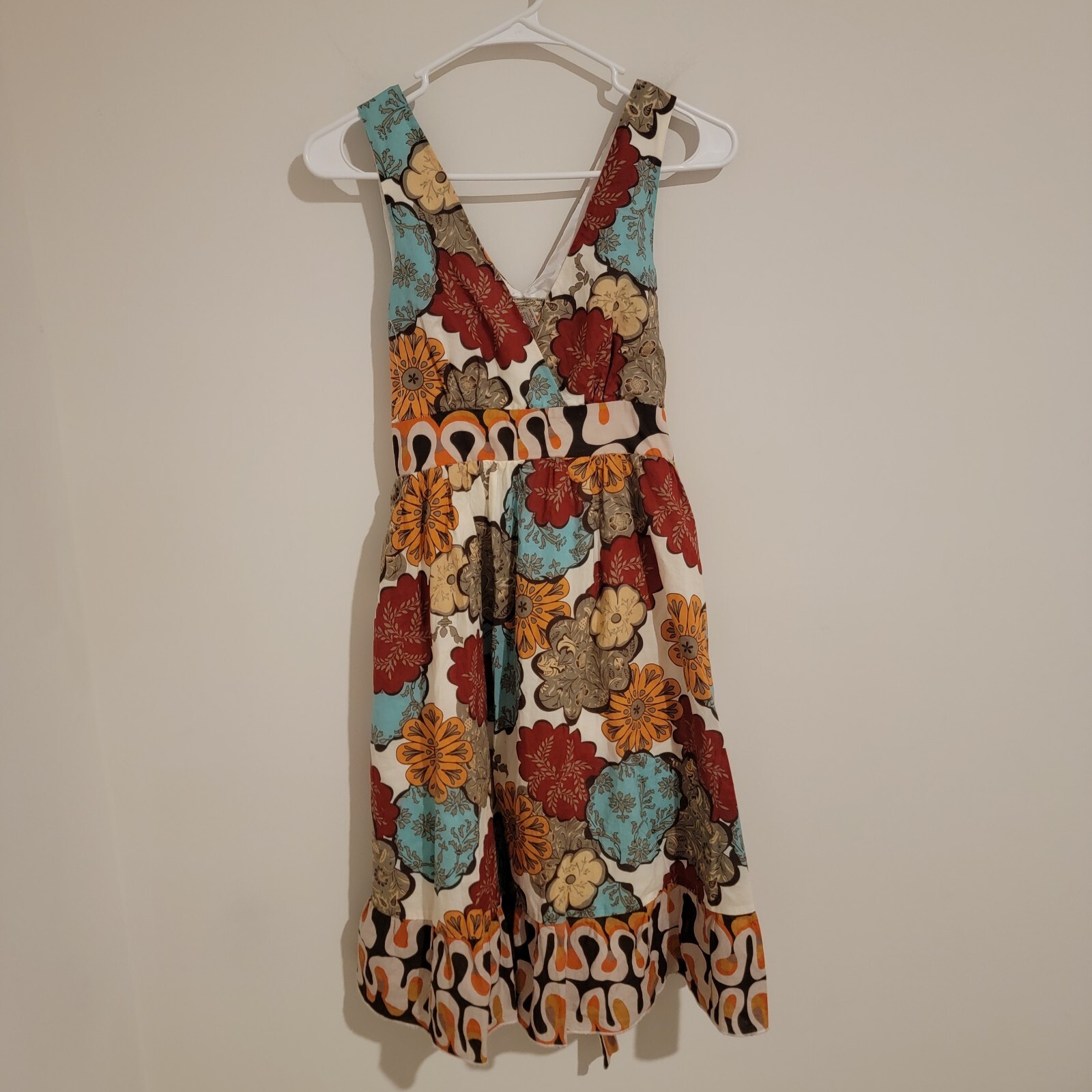 American Rag Cie Y2k Babydoll Dress Size Small S Floral Retro Tie Back Mini