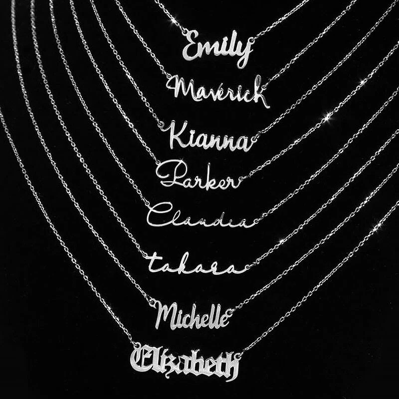 ANY Name Plate Necklace Personalized 925 Custom Silver Gold Pendant Jewelry Gift - Image 2 of 4