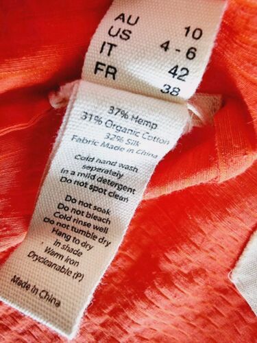 KITX Orange Hemp Cotton Silk Sleeveless Front Tie Maxi Dress SIZE 10 - Picture 4 of 6