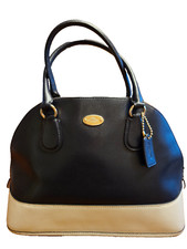 Coach Leather Satchel Navy and Cream