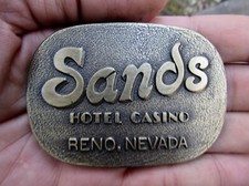 Vtg SANDS REGENCY Belt Buckle RENO Hotel Casino Jadco J Resort RARE VG 