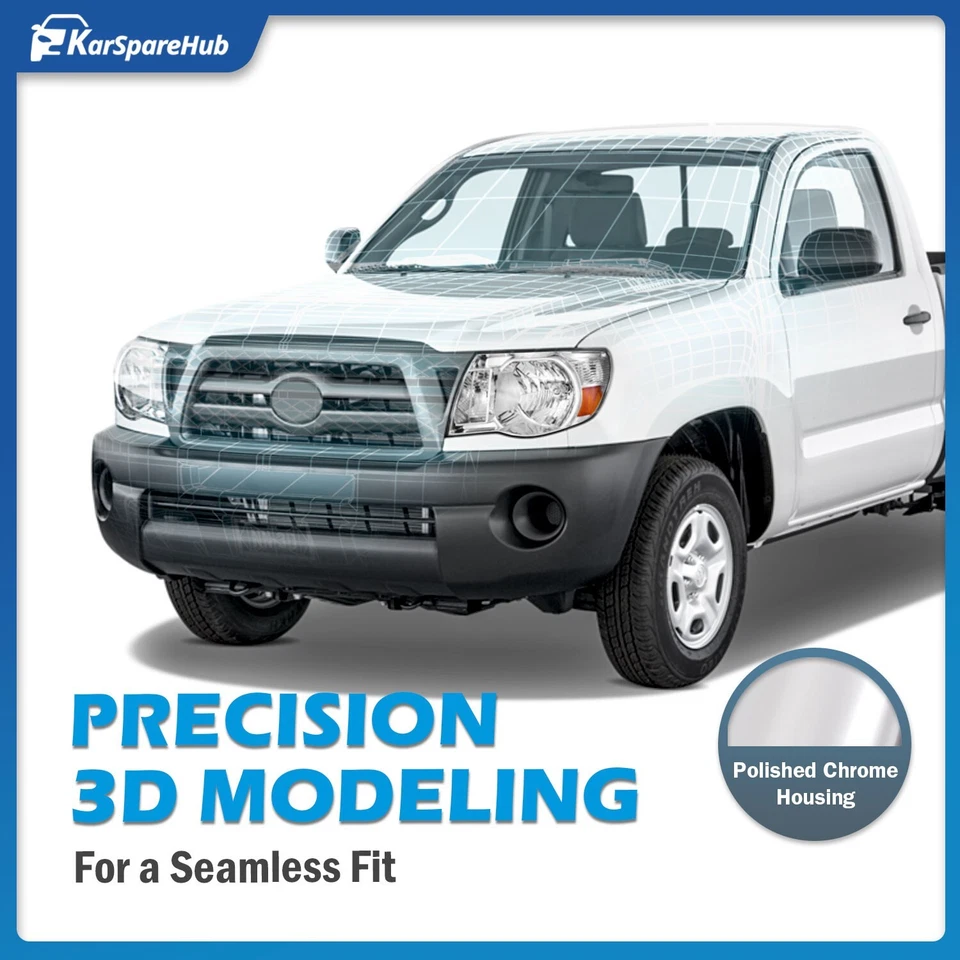 Headlights For 2005-2011 Toyota Tacoma Chrome Headlamps w/ Bulbs Left & Right Foto 2 de 4