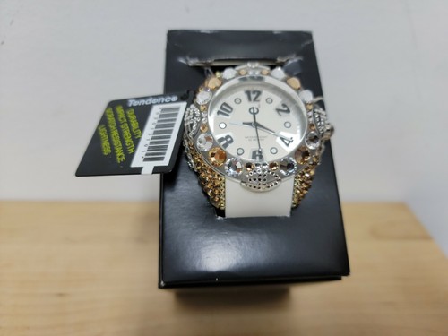 Reloj de cuarzo blanco Tendence 52 mm Swarovski cristal art con correa de silicona - Imagen 3 de 12