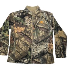 Mossy Oak Fleece Jacket Brown Camo Full Zip Mock Neck Hunting Youth Large 10/12
