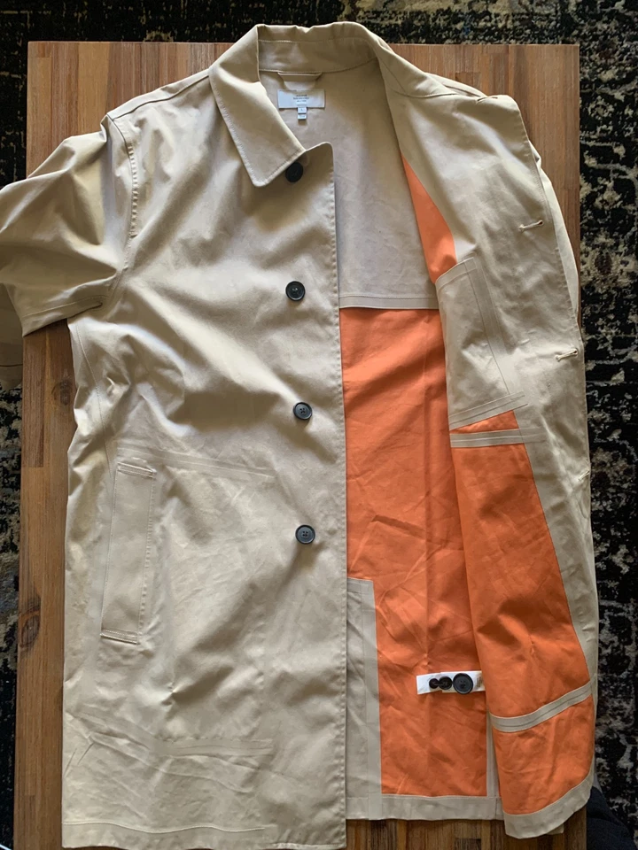 JACK SPADE Mac Rain Coat Masculino GRANDE BEGE SEM FORRO ALGODÃO LIGADO NOVO (SEM ETIQUETAS) - Imagem 4 de 4