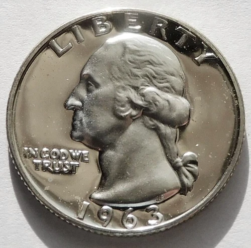 1963 Gem Proof Washington Silver Quarter, Superb Gem 25C coin