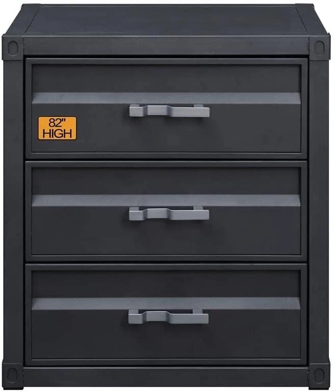 Acme Furniture 3 gavetas design recipiente baú de metal, Gunmetal - Imagem 4 de 4