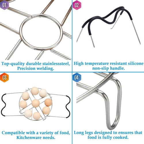 Steamer Cooling Rack Trivet Accessory Set, Include 9-holes Egg Steamer Cookin... - Picture 5 of 7