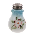Victorian EAPG Fostoria Blue Tinted Milk Glass Flower Scroll Salt Shaker 3 1/4"