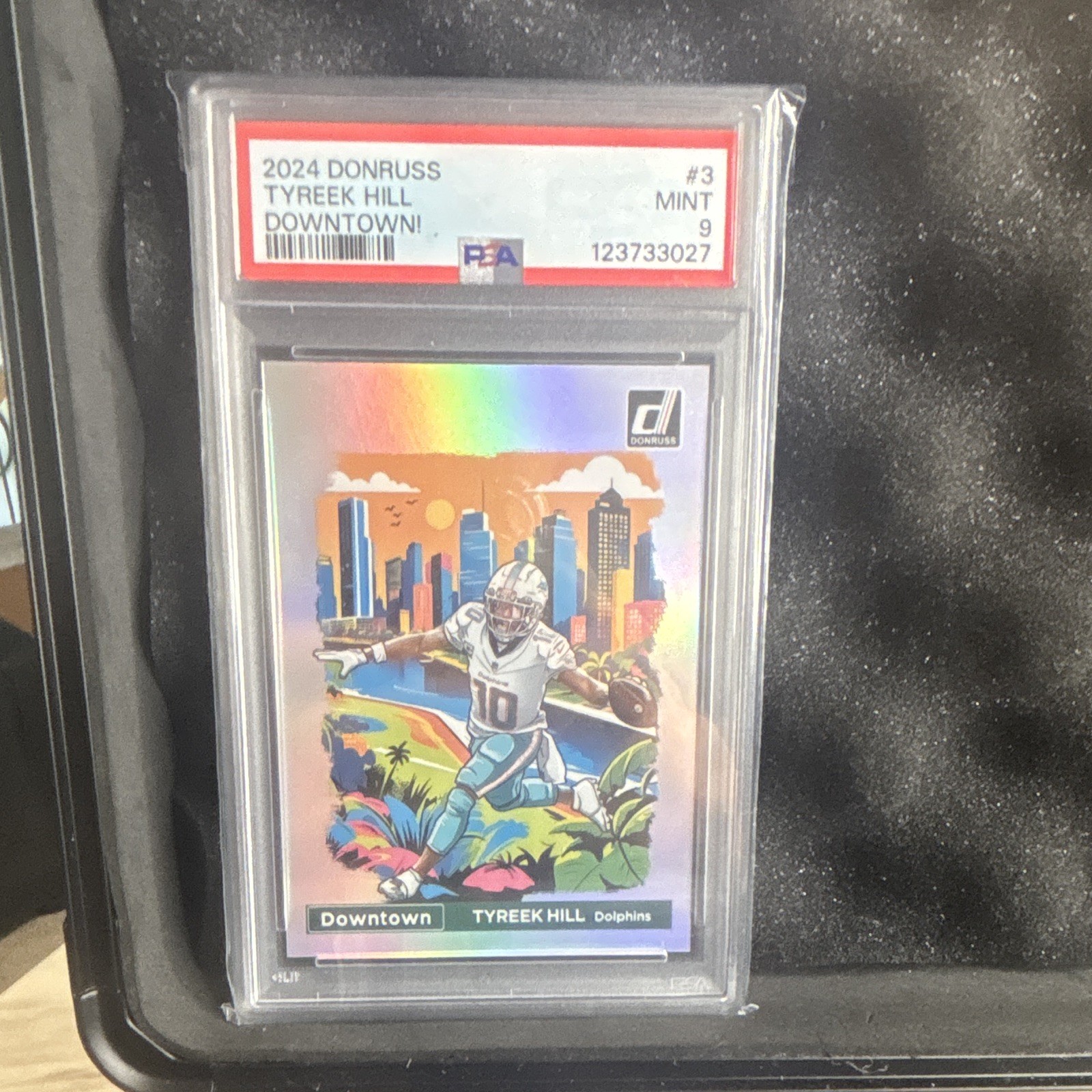 2024 Panini Donruss Football Tyreek Hill Downtown! Insert #3 PSA 9 Dolphins