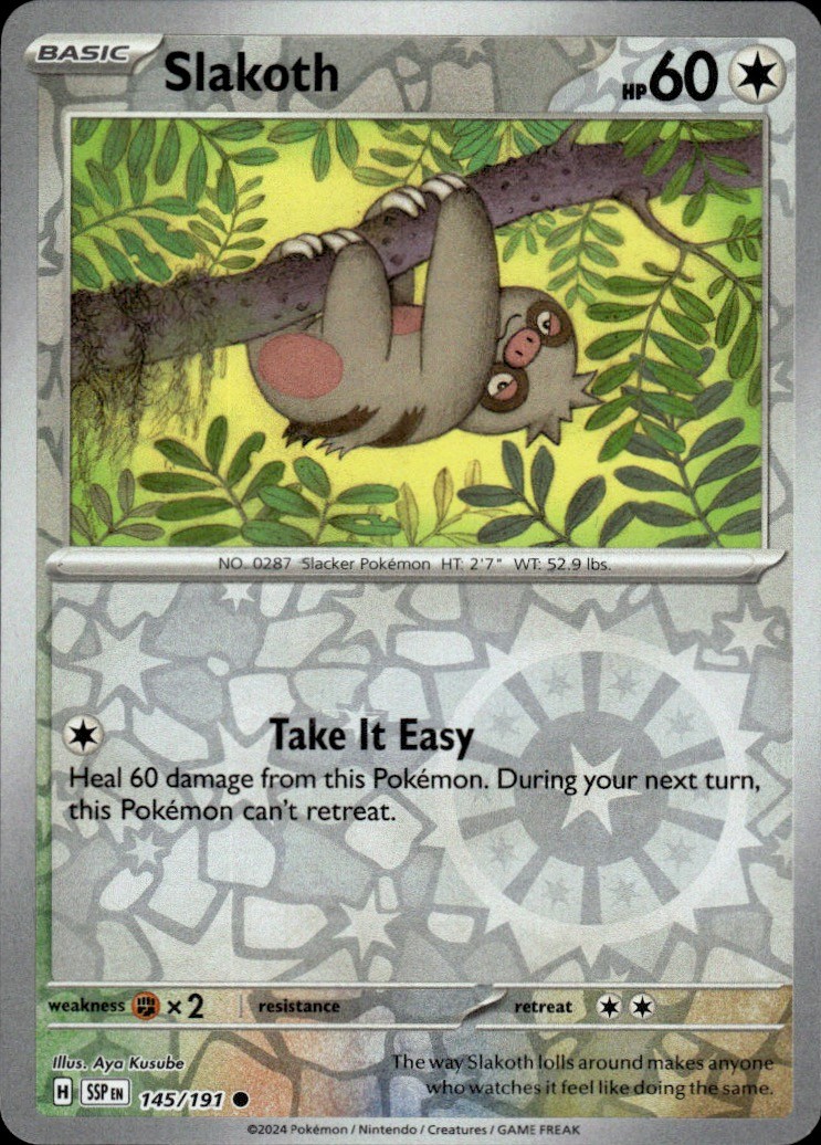 Slakoth 145/191 Common Surging Sparks Pokemon Reverse Holo Near Mint