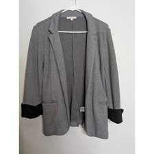 Skies are Blue Soft Gray Blazer Womens Size Medium Classic Preppy Workwear