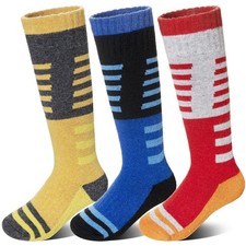 Kids Merino Wool Ski Socks 3 Pairs Boys Girls Thermal Thick Warm Winter Cozy ...