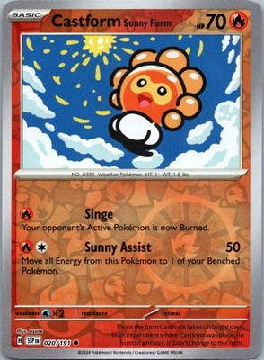 Castform Sunny Form - Reverse Holo Common SV08: Surging Sparks 020/191 NM