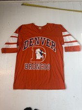 Vtg Early 90s Logo 7 Mens T-Shirt Orange Denver Broncos D Logo USA Made Medium