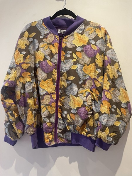Vintage Silk Lightweight Lined Bomber Jacket W Pockets Size M L / 12 14