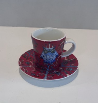 Iittala  Taika  Espresso Cup & Saucer Set Red Pattern 3.4 oz 4.5  Finland