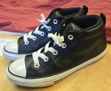 Converse All Stars Chuck Taylors High Top Leather Kids SZ 4 Black