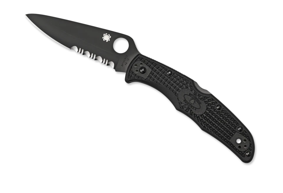 Spyderco Knives Endura 4 Lockback Black FRN Serrated VG10 C10PSBBK Pocket Knife - Image 3 of 4