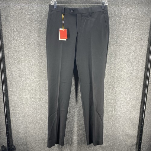 Mantoni Pants Mens 34 Regular Black Mid Rise Straight Wool Preppy NEW
