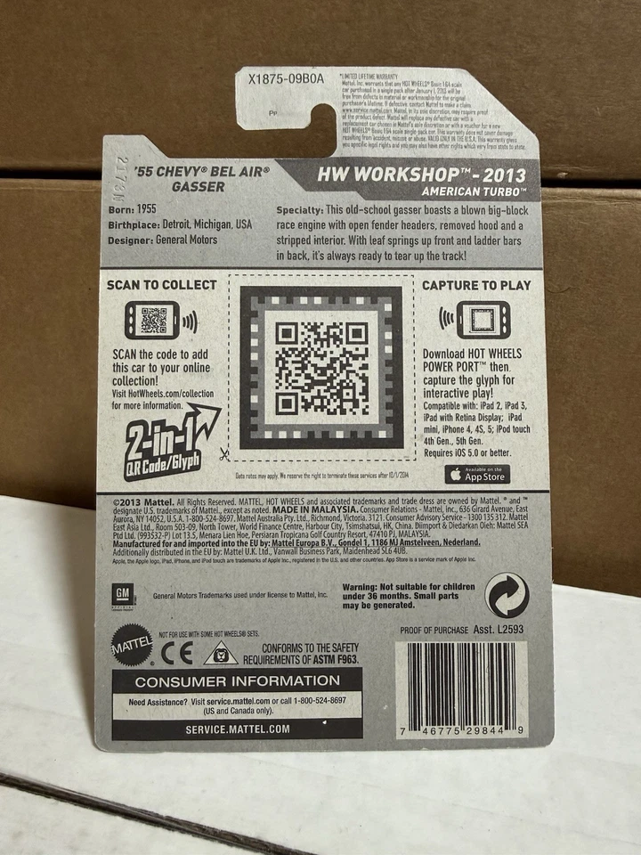 RARE Hot Wheels *NO BASE OR WHEELS ERROR* ‘55 Chevy Bel Air Gasser - Black  SPUN - Image 4 of 4