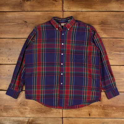 Vintage L.L.Bean Flanell Hemd Knopf L USA Made 90s Herren Langarm Rot