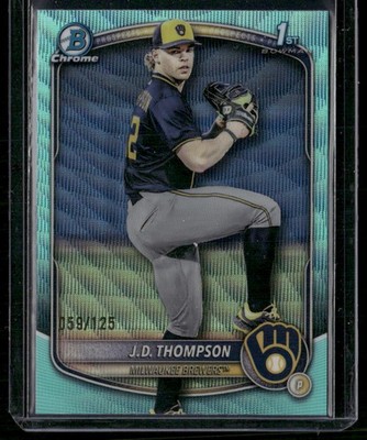 2025 Bowman Draft #BDC-14 JD Thompson Chrome Aqua Wave Refractor /125