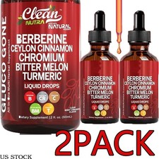 2 Bottles Clean Nutra Berberine with Ceylon Cinnamon Supplement Liquid Drops NEW