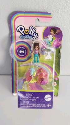 Polly Pocket Mini Doll Pink Popsicle Scooter White Polar Bear Pet Playset 