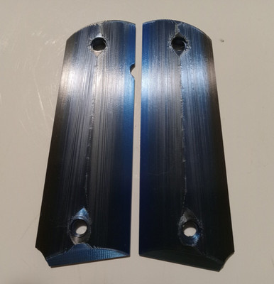 1911 Pistol Grips Full Size Blue & Black Silk, Plain, Blank 45