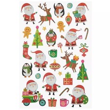 Holiday Christmas Santa Fun Foil Puffy Stickers Planner Craft Winter Trees