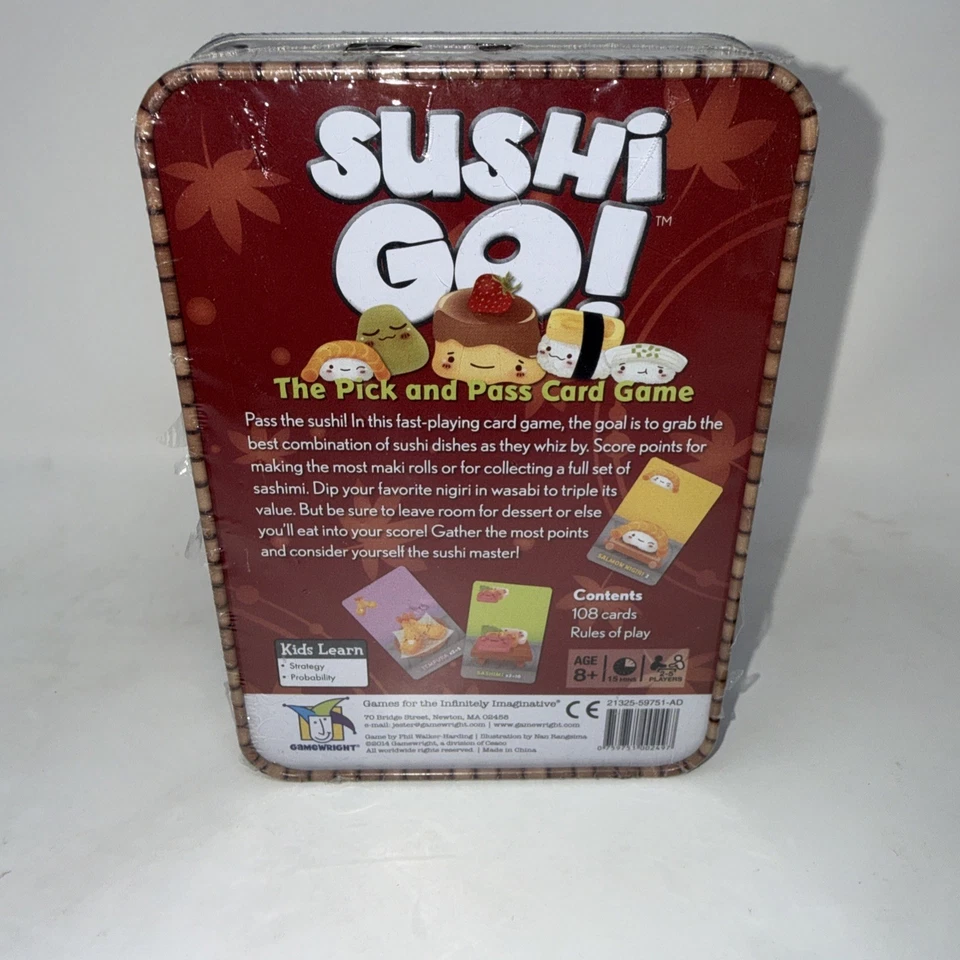 Sushi Go! The Pick And Pass Card Game Gamewright Tin Metal Case Factory Sealed - Image 2 of 3