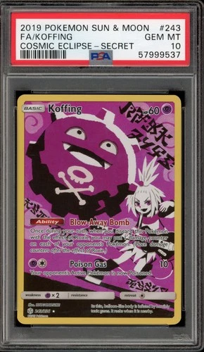 Pokemon Koffing Cosmic Eclipse Secret Rare #243 PSA 10 Gem Mint