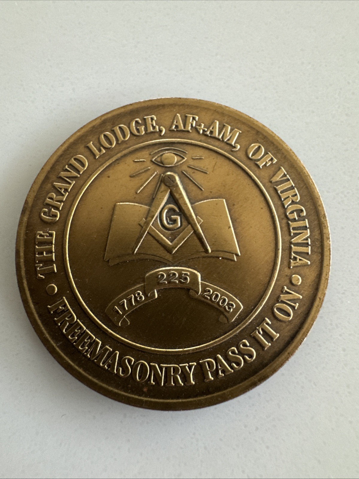 The Grand Lodge AF&AM Of Virginia Masonic 1.25” Medal/Coin