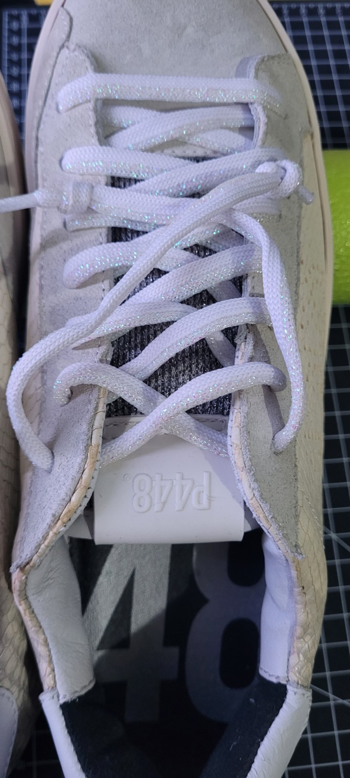 P448 John Embossed Leather Snake Python Suede Sne… - image 18