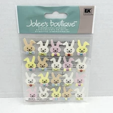 Jolee's Boutique Dimensional Stickers 20 pcs Mini Bunny with Bling Bow Tie