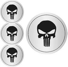 4 PCS Car Wheel Center Hub Cover, 2.2" Skull Center Cap Sticker Color: Silver