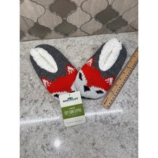 Northeast Outfitters Youth Fox Cozy Cabin Slippers Grey Orange Aloe Infused S/M