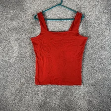 Gaiam Tank Top Womens Large Red Organic Cotton Yoga Activewear Square Neck
