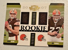 2007 Donruss Threads Rookie Collection JOE THOMAS/BRADY QUINN Jersey card-/500. rookie card picture