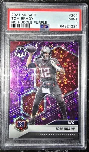 🐐 /502021 Panini Mosaic - Tom Brady #201 No Huddle Purple Mosaic Prizm Var...
