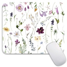 Square Mouse Pad Floral Design Premium Cloth Non Slip Rubber Desk Mat