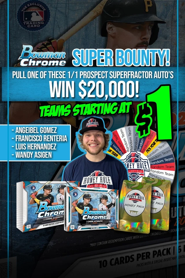 BASEBALL BREAKS, 26 Bowman Chrome & Honey Packs Starting at $1