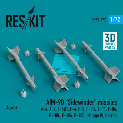 1/72 AIM-9B Sidewinder Missiles for A-4/ 7/ F-4D1/ 4/ 8/3H/11/100/Mirage III