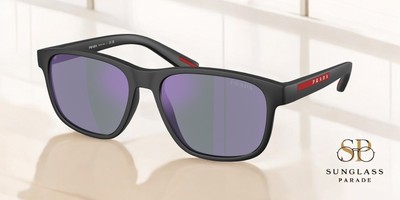 PRADA LINEA ROSSA PS 06YS 1BO10J Mt Black Dk Blue Mir Violet 56 Men's Sunglasses