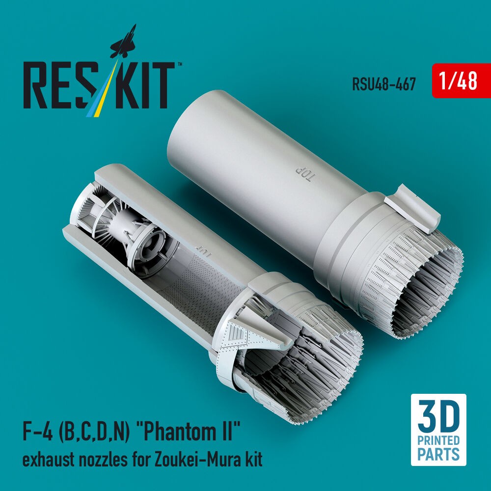 ResKit RSU48-0467 1:48 F-4 Phantom II Exhaust Nozzles (B,C,D,N) Resin Kit
